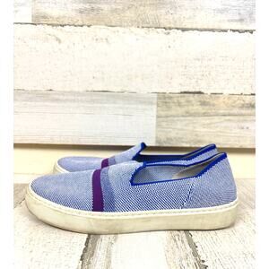 Rothys womens 7 blue Original Slip On Sneakers Knit casual beach Shoes Loafer